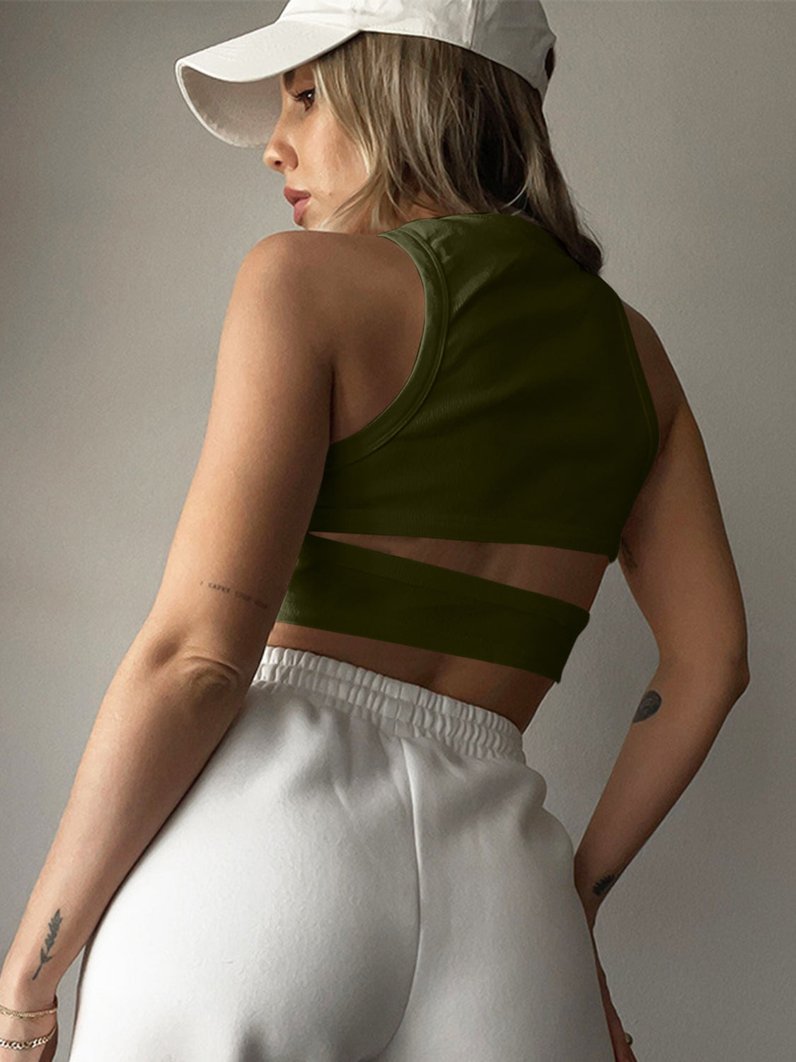 Cutout Round Neck Tank-*XS-L (white/gray/moss/orange/black/caramel/mid green/lemon/lavender)
