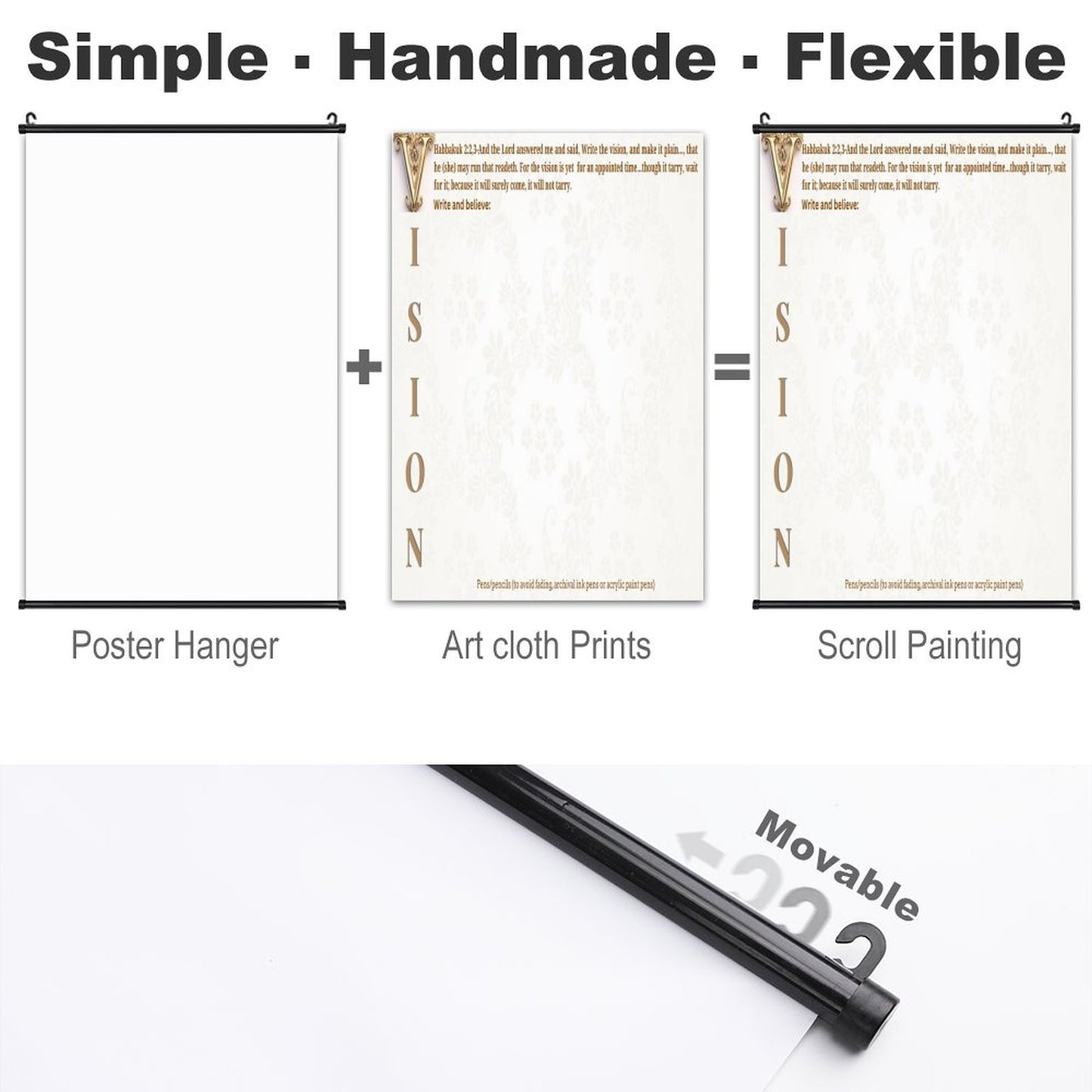Canvas Hanging Poster with Scrolls-16"x24"/ 40x60cm