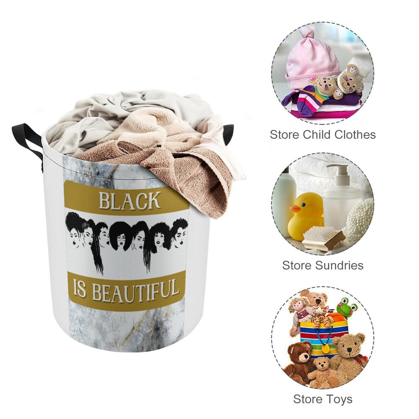 Drawstring collapsible Laundry Basket