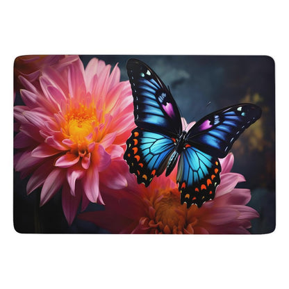 BLUE BUTTERFLY Coral Velvet Floor LARGE Mat for Home-60"x40"