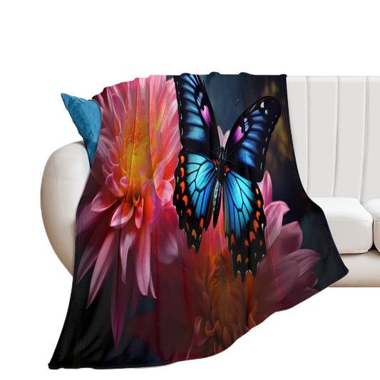 BLUE BUTTERFLY Flannel Throw Blanket-60"x80"