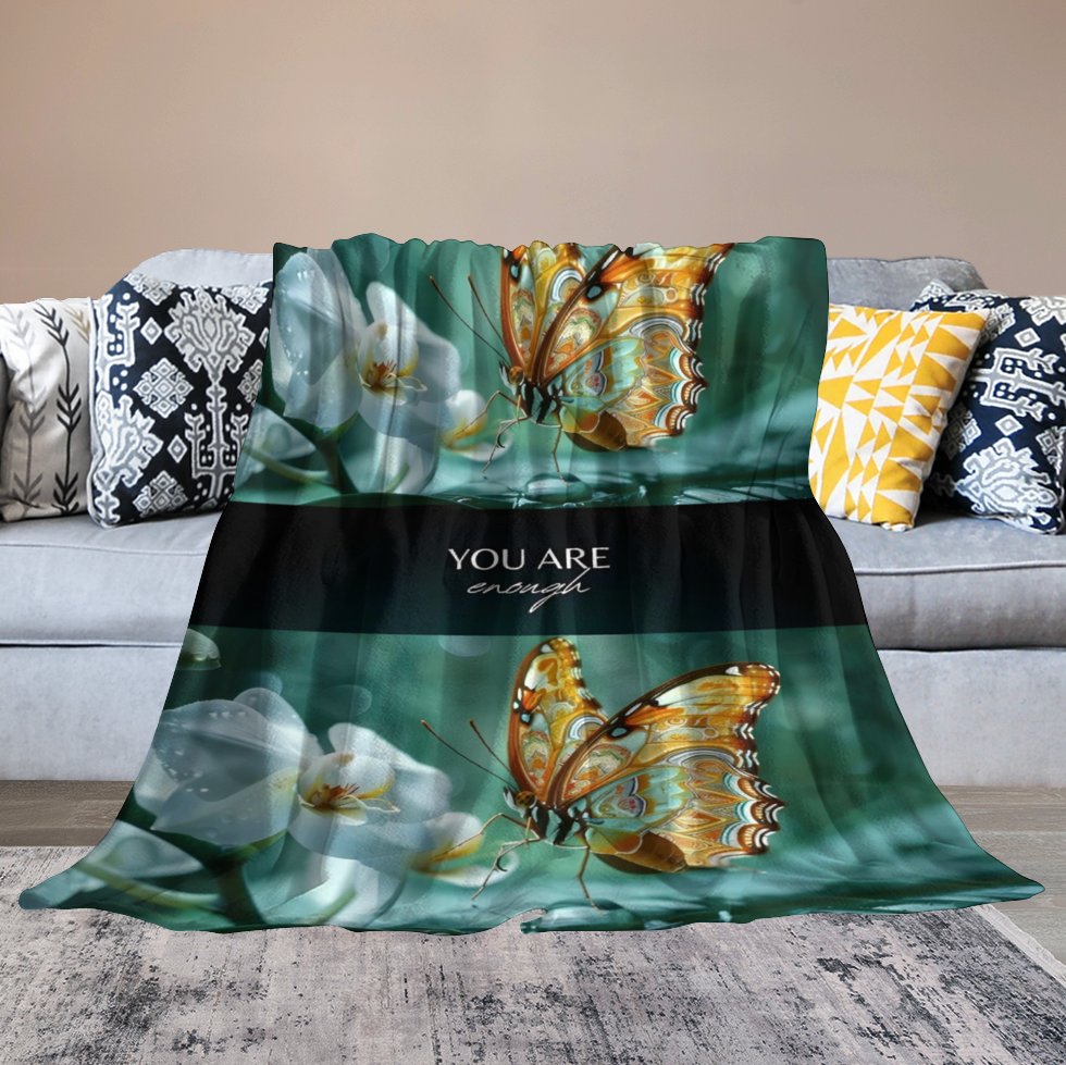 Flannel Blanket-60"x80" (Dual-sided Printing)-YOU ARE ENOUGH