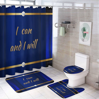 Shower Curtain Set with 3 Rugs