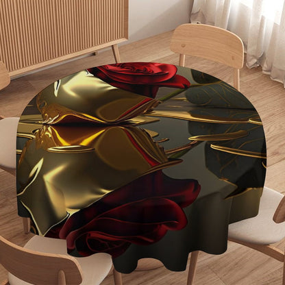 ROSE IN GOLD Round Tablecloth on Round Table