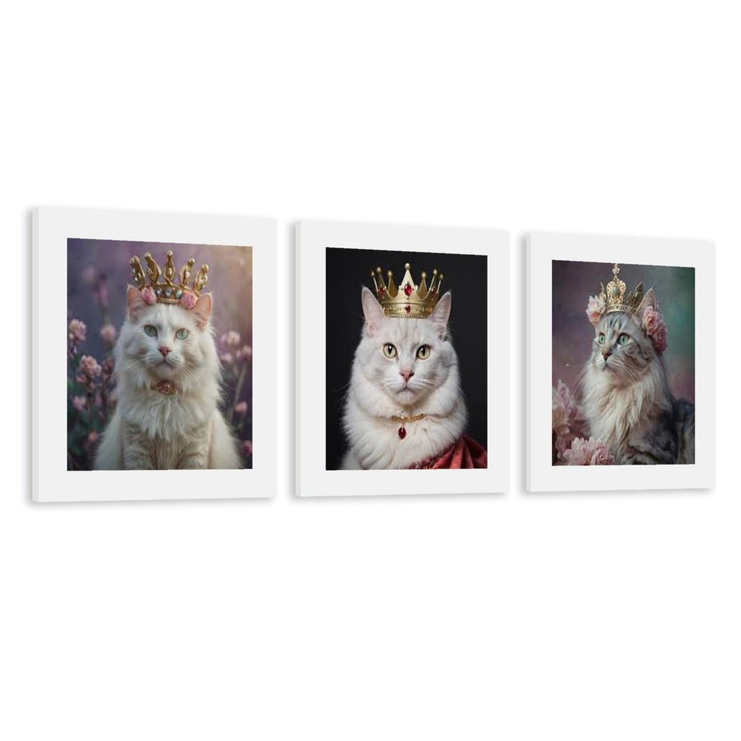 Vertical Multicolor Framed Wall Art-4:5 Aspect Ratio-QUEEN WHITE CATS