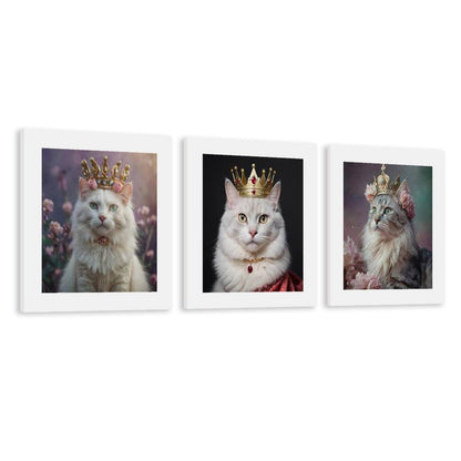 Vertical Multicolor Framed Wall Art-4:5 Aspect Ratio-QUEEN WHITE CATS