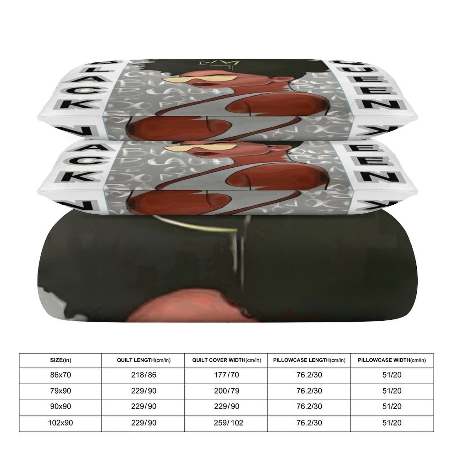 3-Piece Bedding Set-102"x90"/ 259x229cm (Dual-sided Printing)