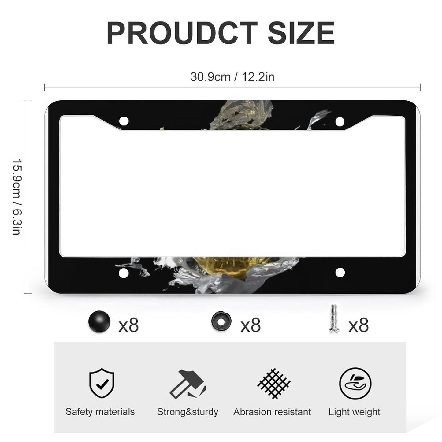 License Plate Frames with 4 Round Holes (1 Pair)