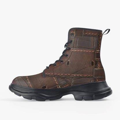 RUGGED LEATHER BUCKLE Print ON Chunky Leather Boots