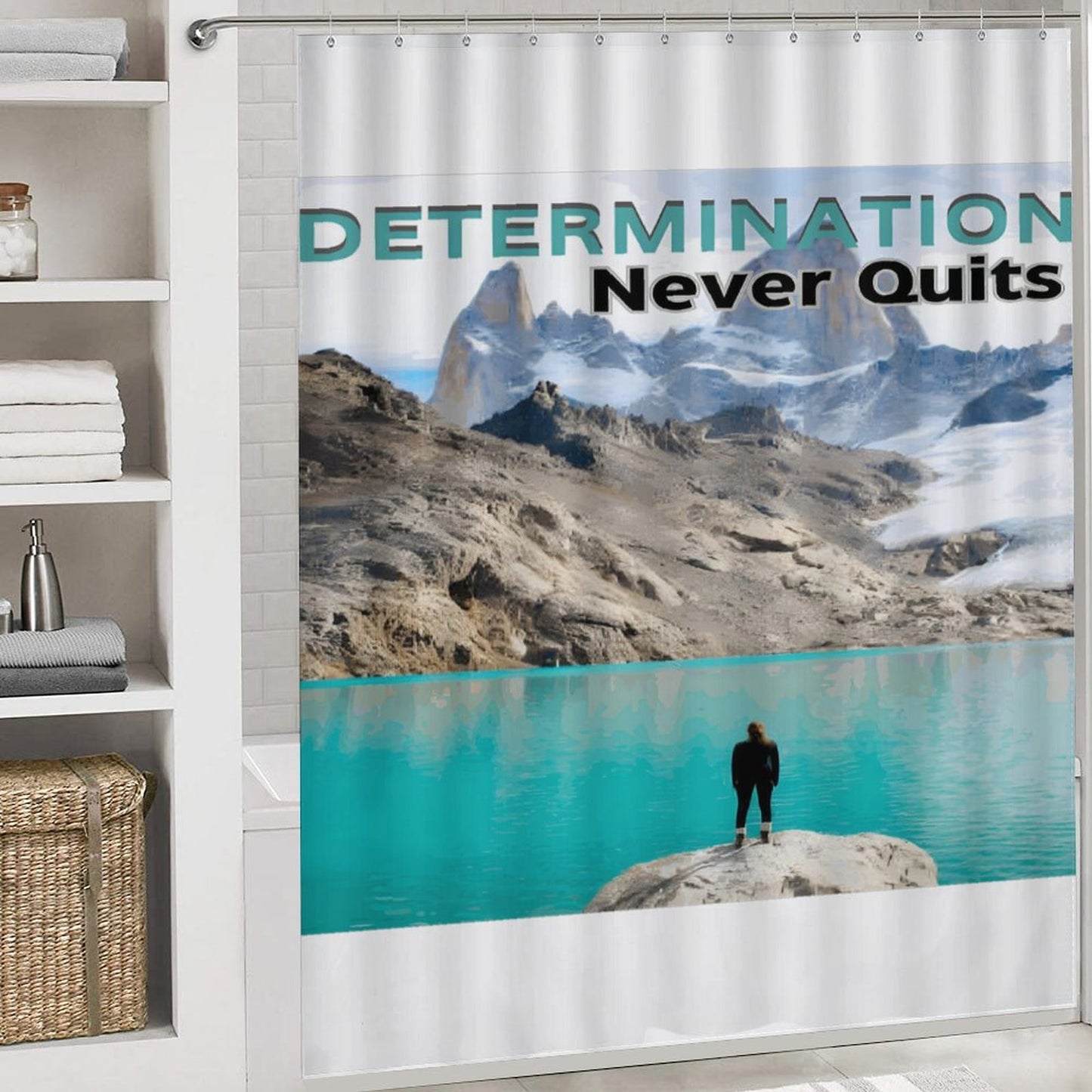 Shower Curtain Set with 3 Rugs