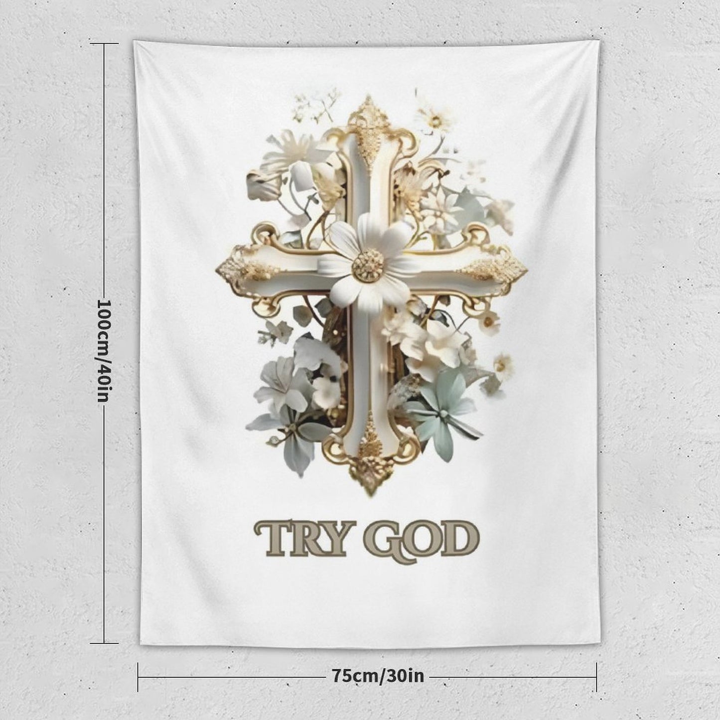 Wall Art with Vertical Tapestry-TRY GOD