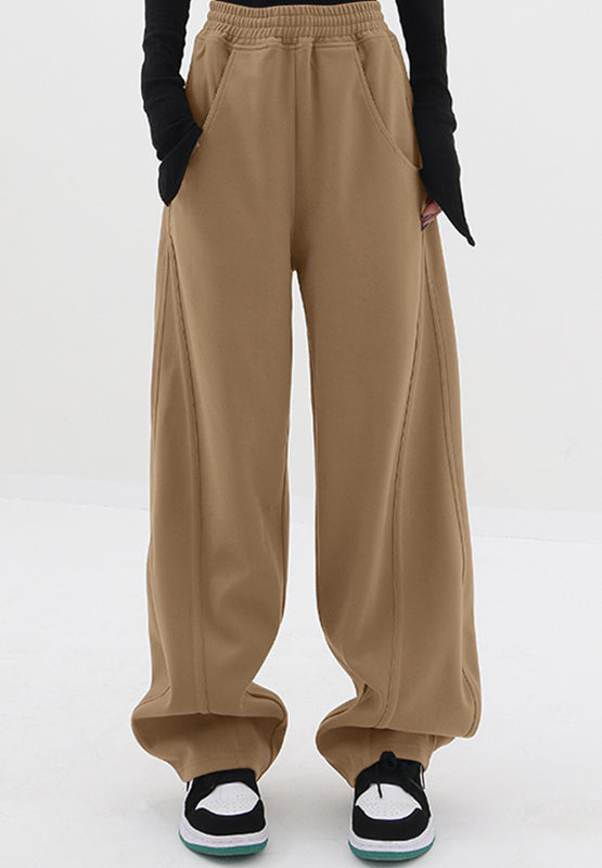 Elastic Waist Sweatpants with Pockets (black/tan/grey)-SMALL-2XL