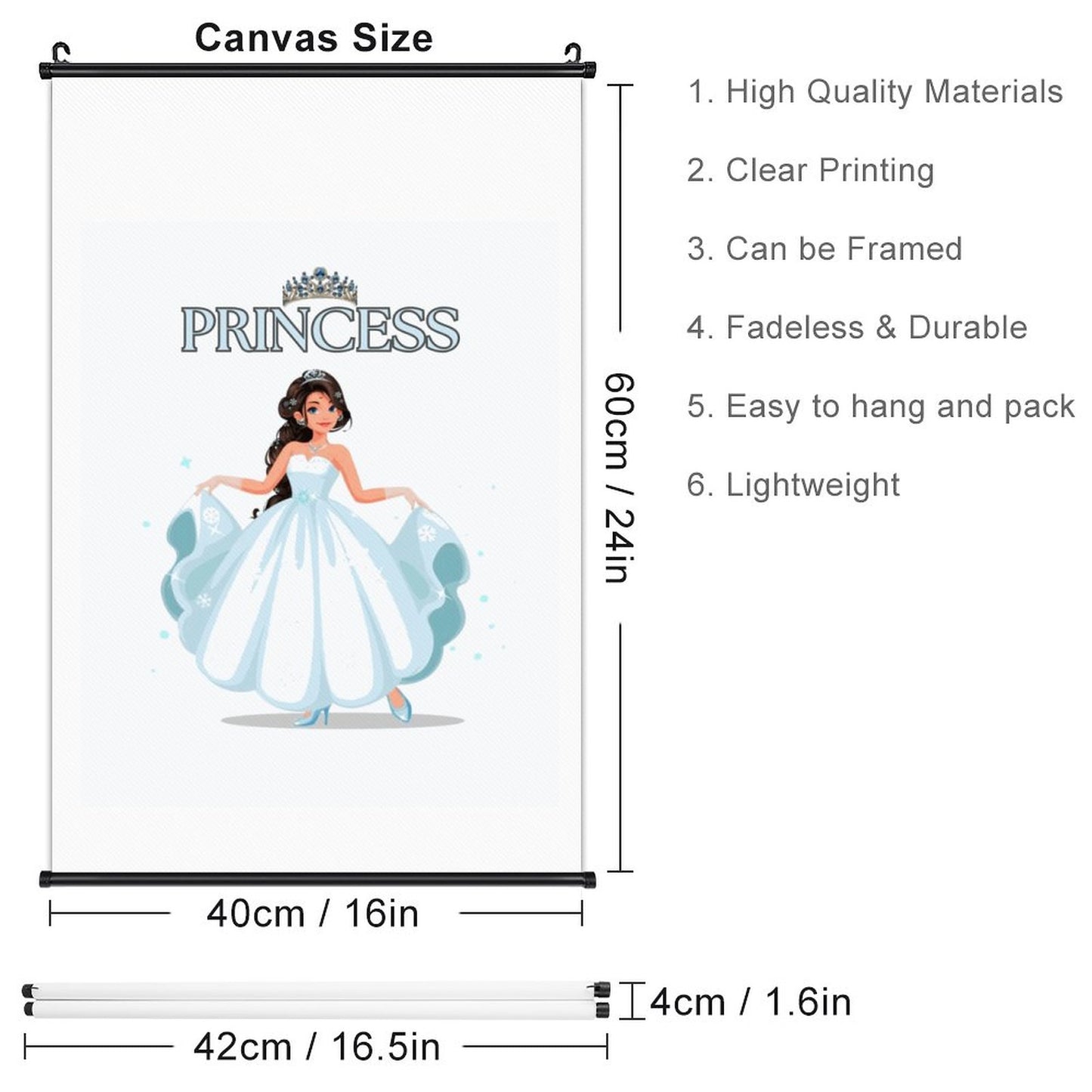 Canvas Hanging Poster with Scrolls-16"x24"/ 40x60cm