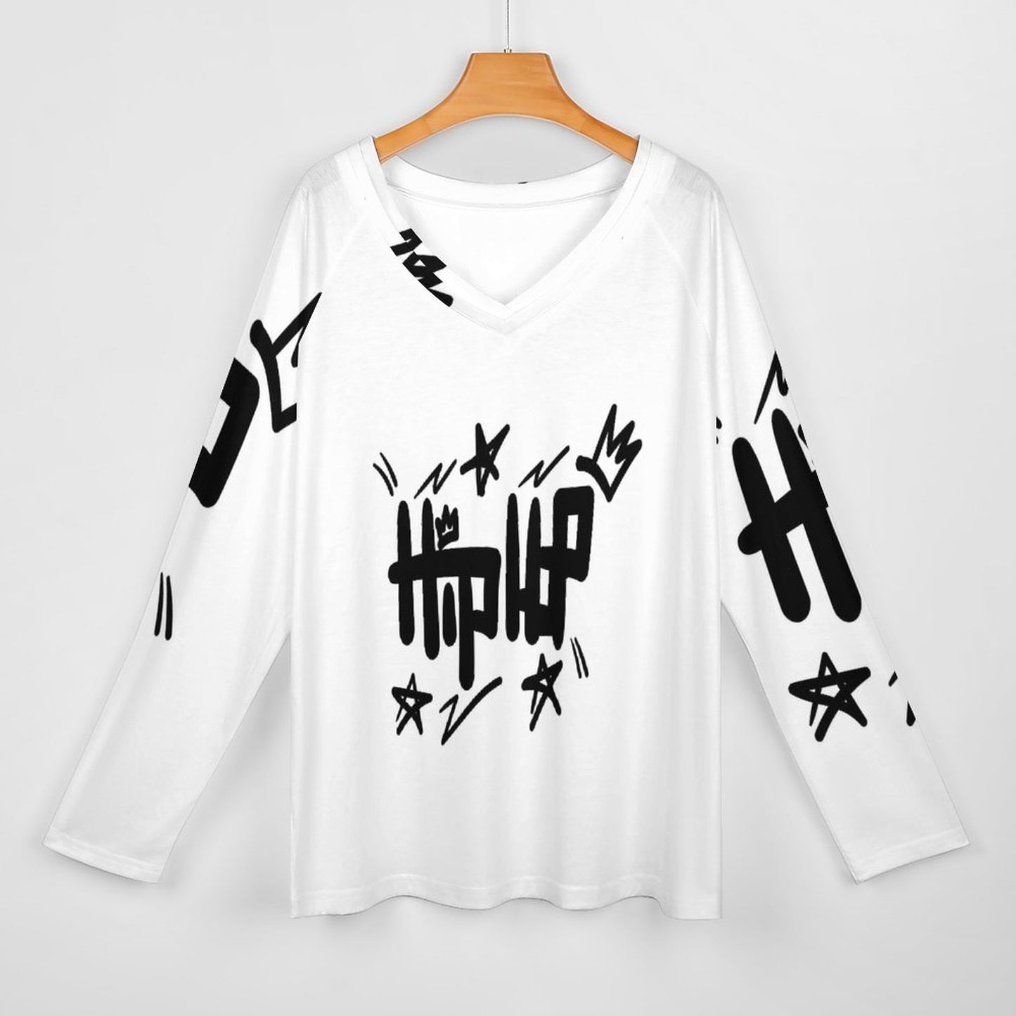 V-neck Loose Long Sleeve T-shirt TLREV2 (All-Over Printing)