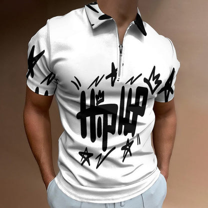 Men's Short Sleeve POLO Shirt with Zipper B470 (All-Over Printing)