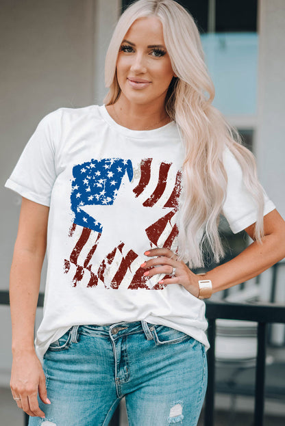 US Flag Graphic Round Neck Tee-SMALL-2XL