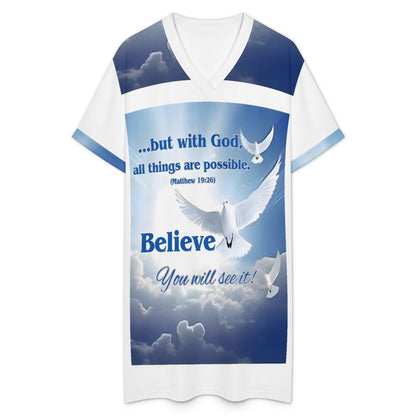 200gsm Casual V Neck Dress For Women(All-Over Printing)
