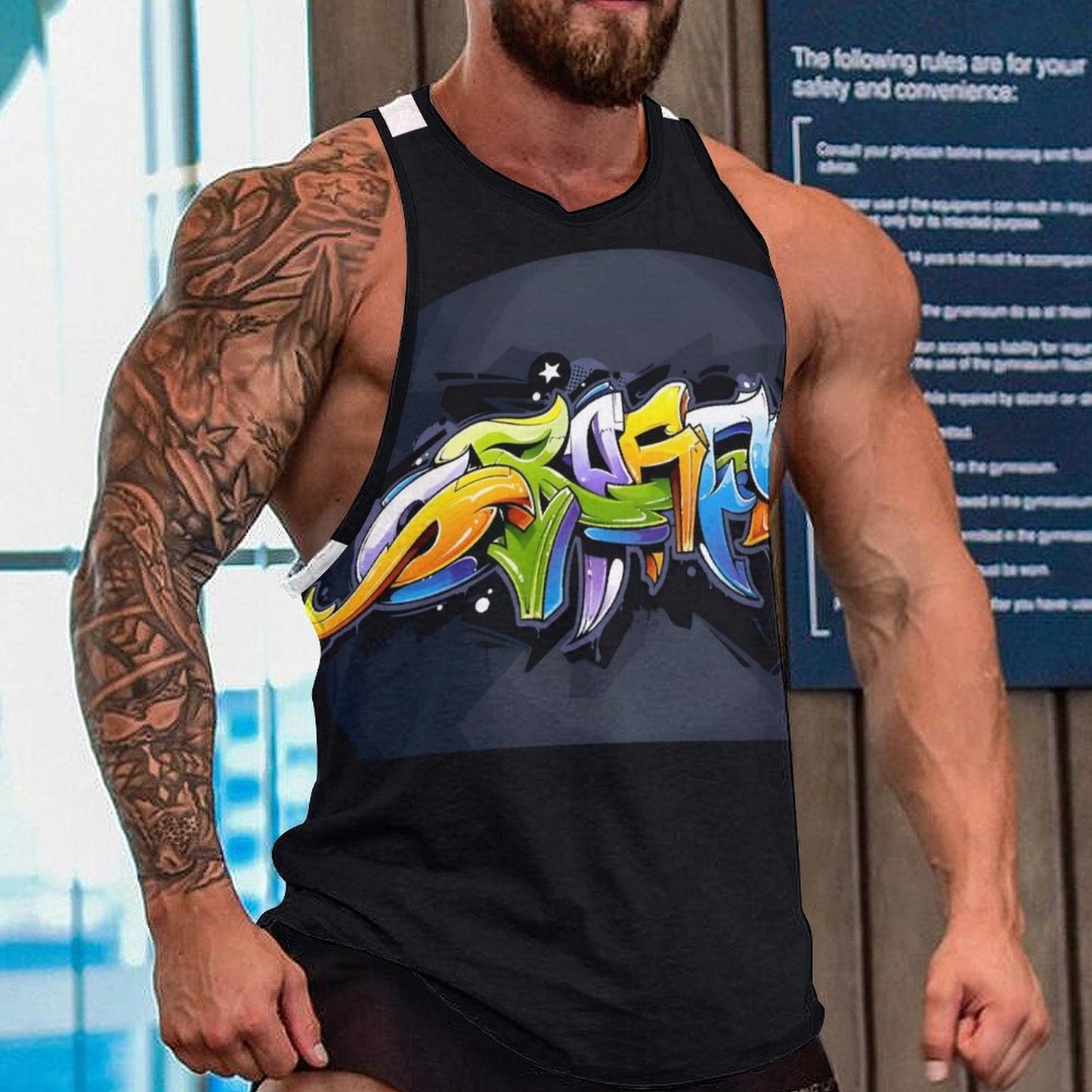 COLORFUL GRAFFITI Men's Next Level Tank Top-SMALL-5XL