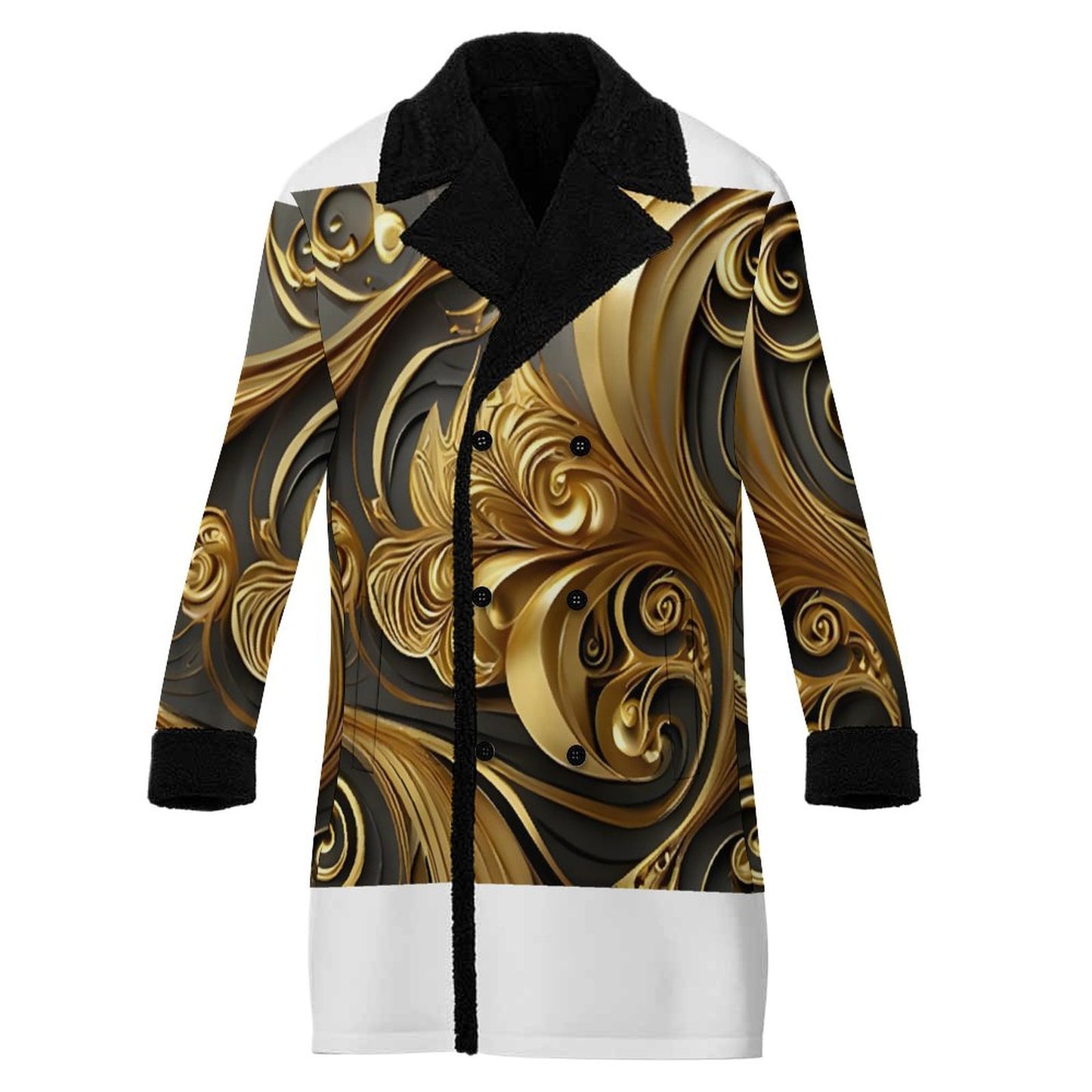 Double Breasted Suit Collar Trench Coat(All-Over Printing)