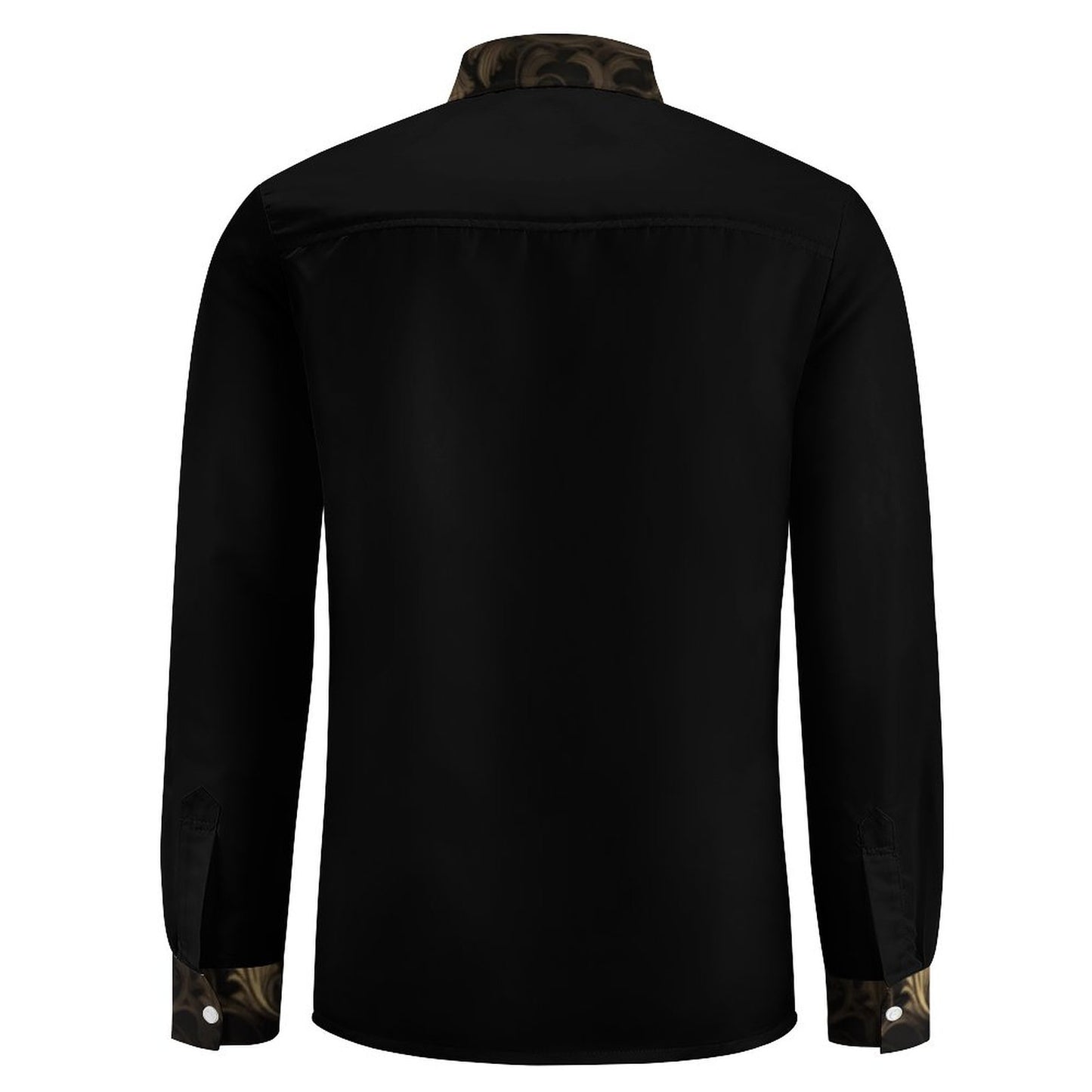 BLACK & GOLD ACCENT Men's Long Sleeve Shirt with Pocket-*XS-6XL