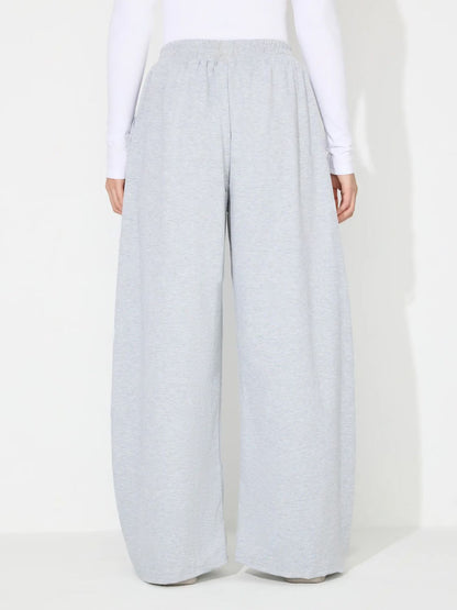 Elastic Waist Wide Leg Pants with Pockets (black/light grey/dark grey)-SMALL-XL