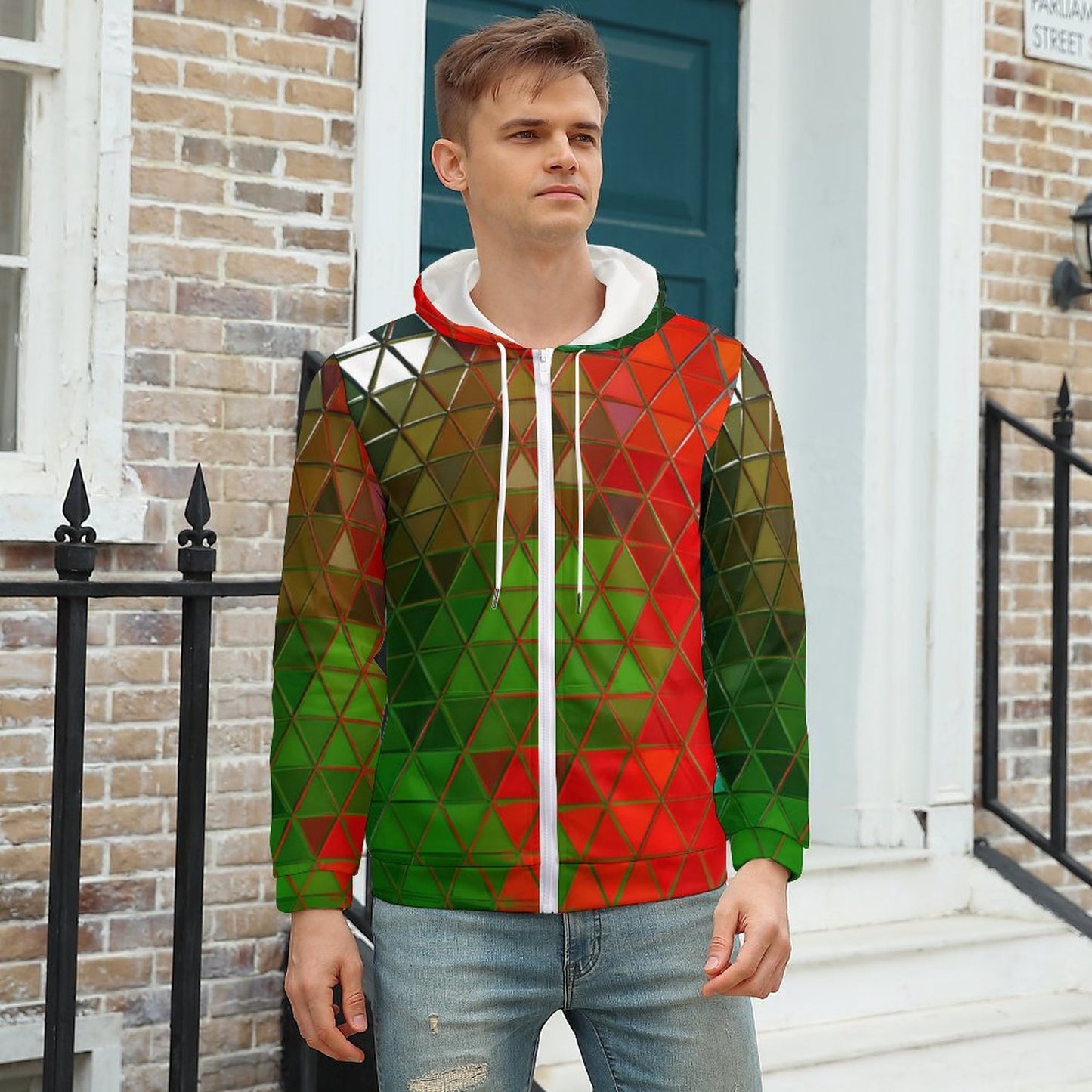 GLASS PRISM Men’s Zip Up Hoodie-SMALL-5XL