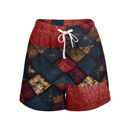 TRIANGLES & LEATHER Loose High Waisted Shorts-SMALL-3XL