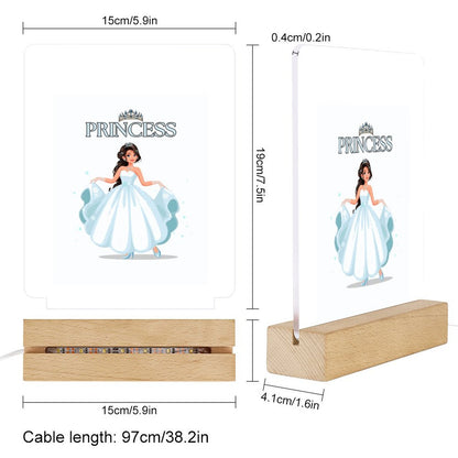 Acrylic Night Light with Wooden Base
