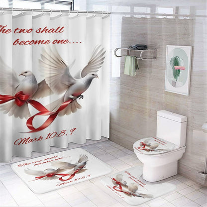 Shower Curtain Set with 3 Rugs