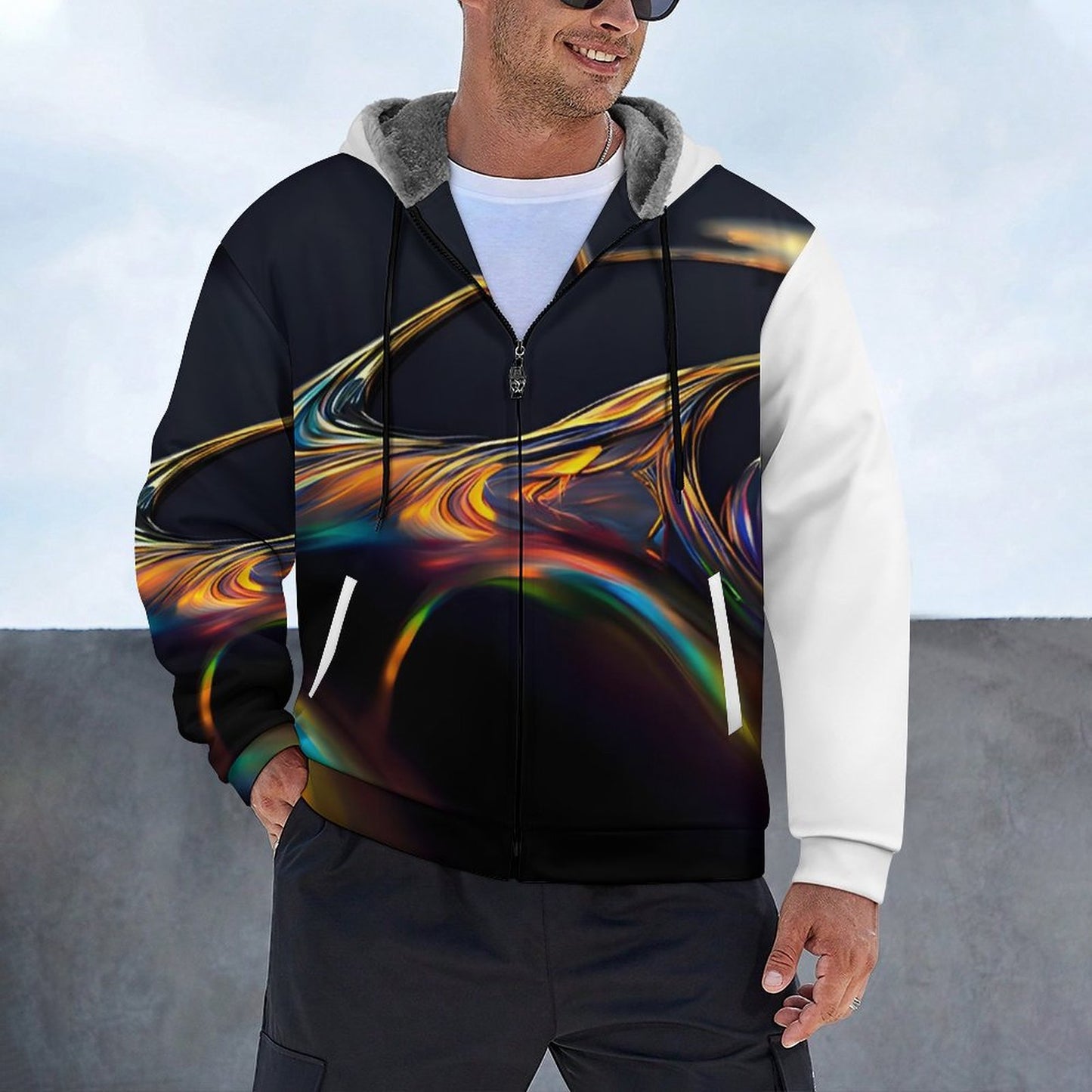 230gsm Full Zip up Hoodie with Plush Lining WZIP (All-Over Printing)