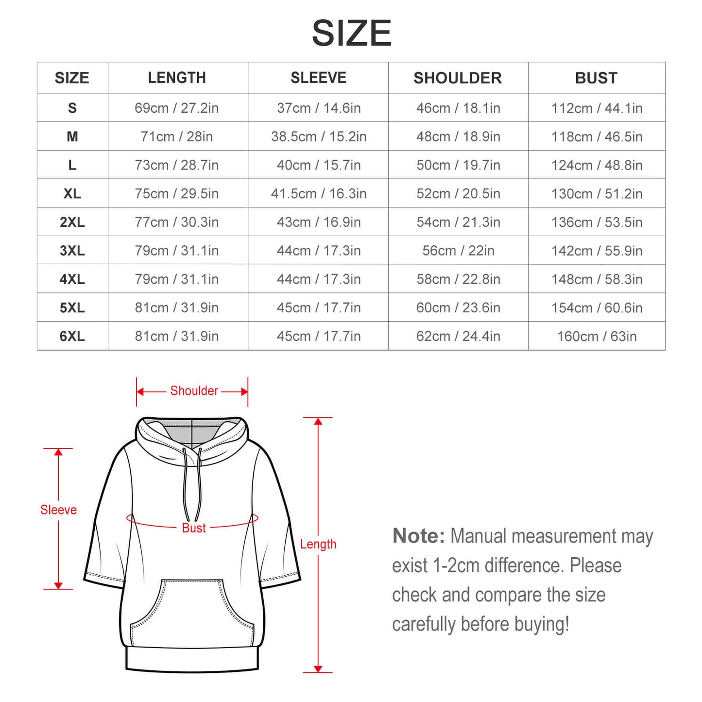 Half Sleeve Hoodie***S-XL-BIG DADDY