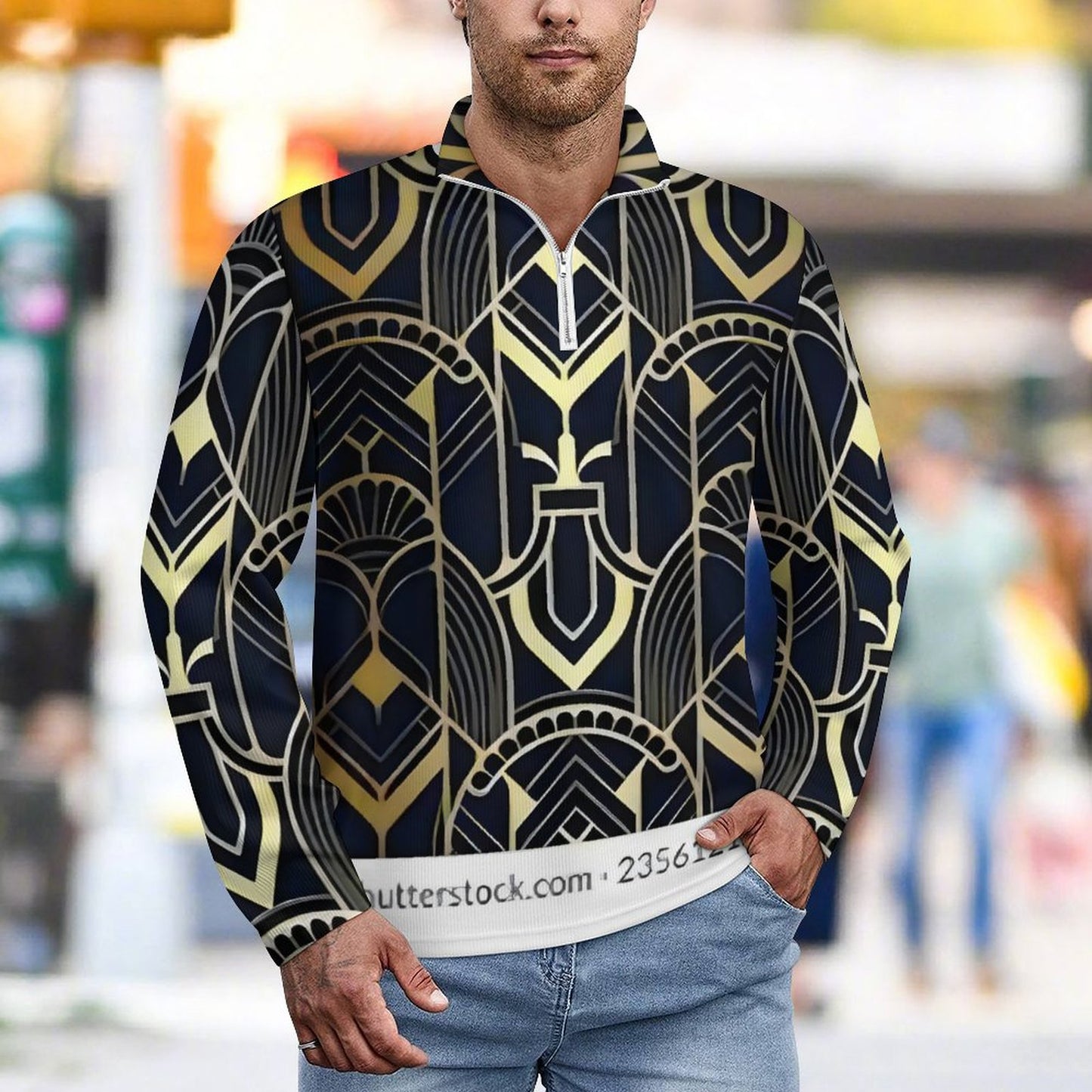 300gsm Men's Polo Sweatshirt LM111 (All-Over Printing)