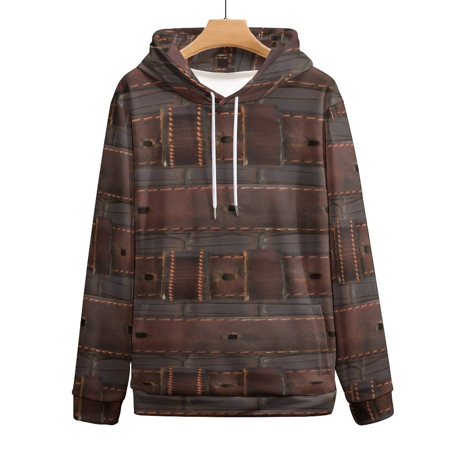 RUGGED LEATHER BUCKLE Print Hoodie for Women with Double-layer Cap-SMALL-6XL