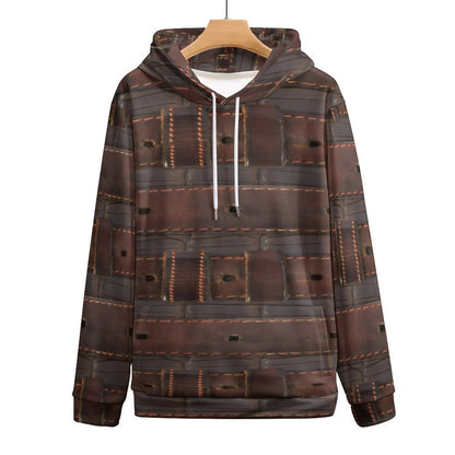 RUGGED LEATHER BUCKLE Print Hoodie for Women with Double-layer Cap-SMALL-6XL