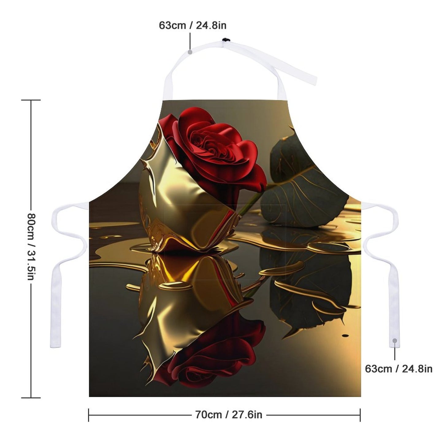 ROSE IN GOLD Adult Apron with Pocket