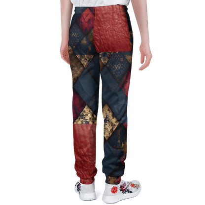 TRIANGLES & LEATHER Sweatpants-SMALL-5XL