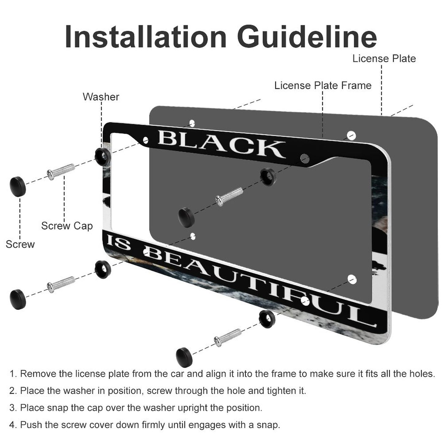 License Plate Frames with 4 Round Holes (1 Pair)