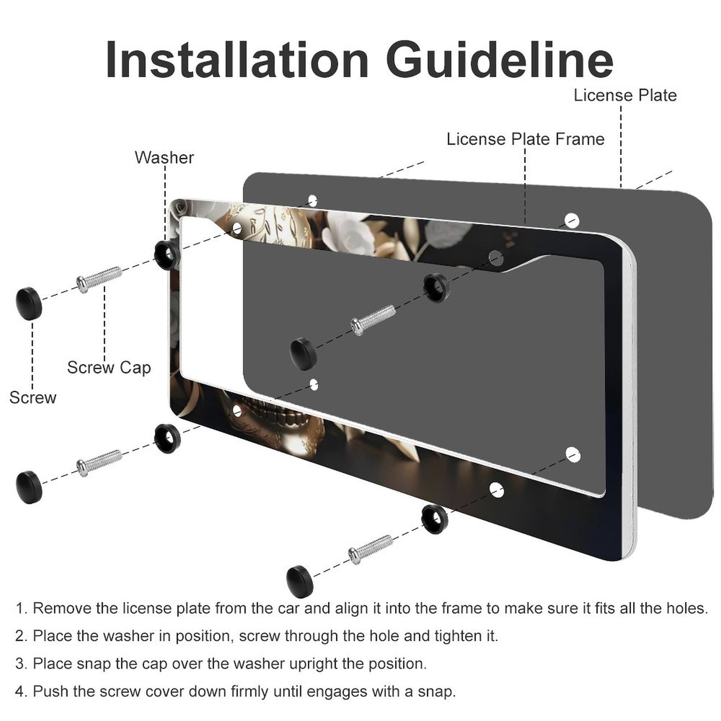 License Plate Frames with 4 Round Holes (1 Pair)