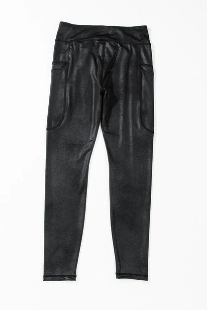 Pocketed V-Cut Waist Leggings-small-XL