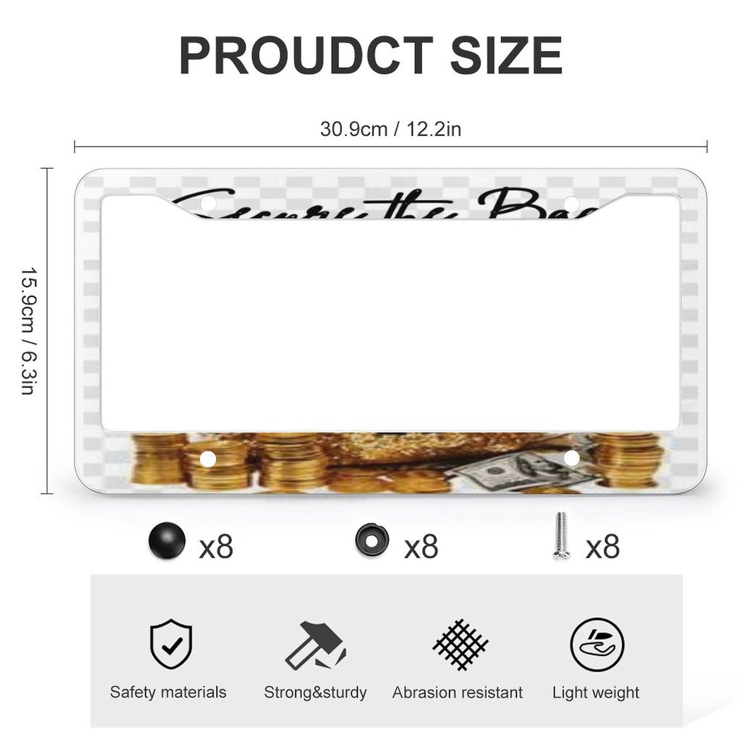 License Plate Frames with 4 Round Holes (1 Pair)