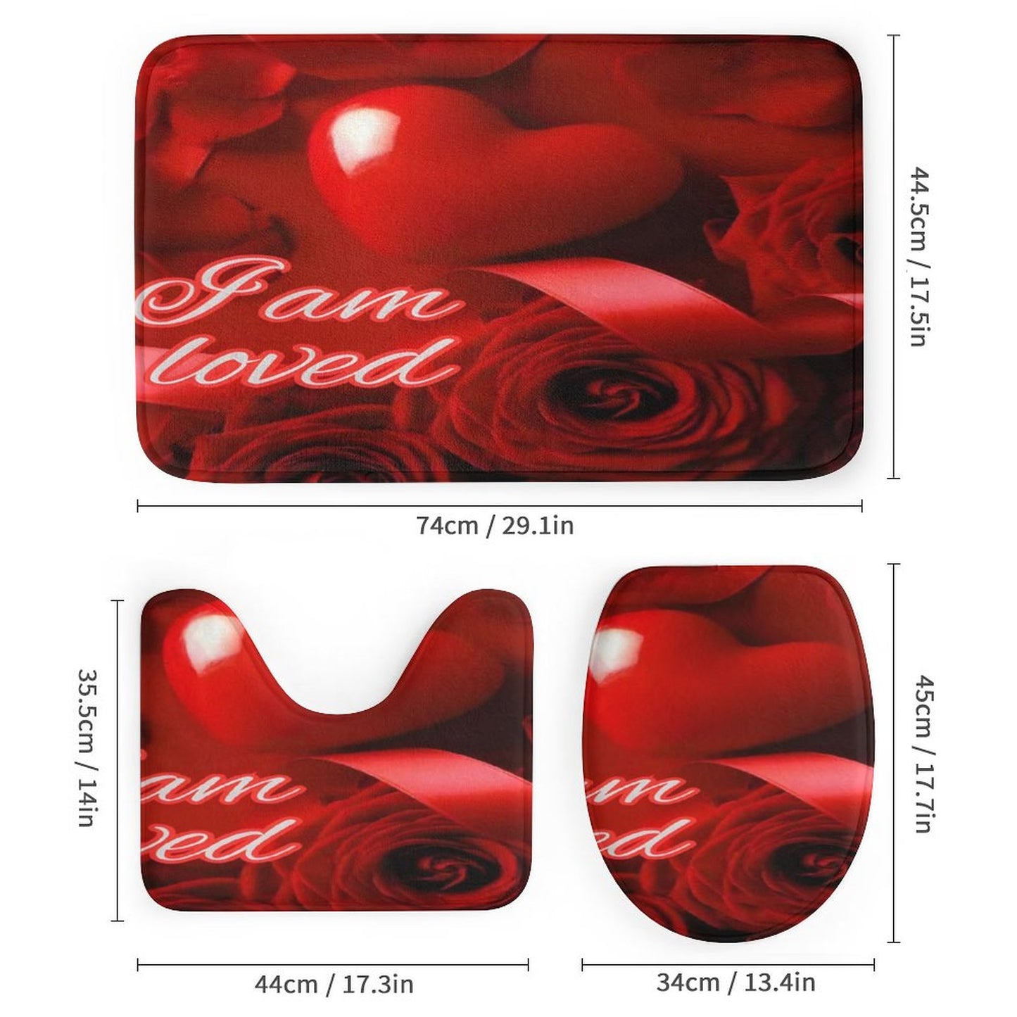 Shower Curtain Set with 3 Rugs
