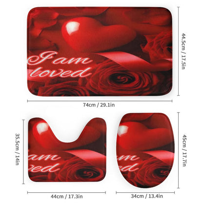 Shower Curtain Set with 3 Rugs