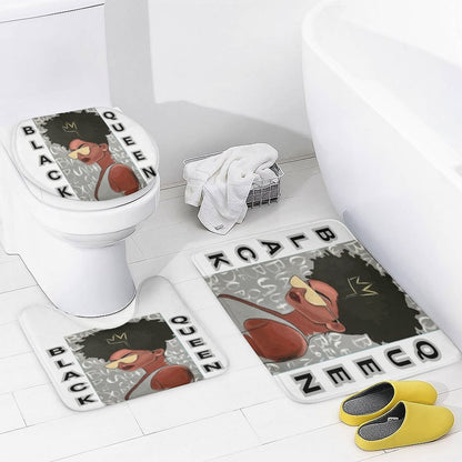 Shower Curtain Set with 3 Rugs