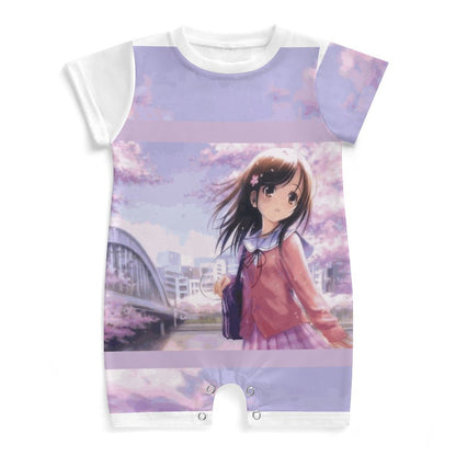 Short Sleeve Baby Bodysuit Romper PLR (All-Over Printing)