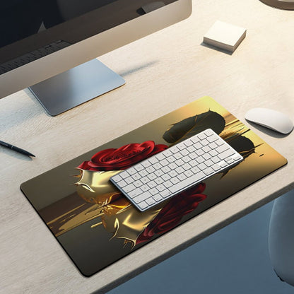 Large Desk Pad Protector with Stitched Edges-12x24 in/ 30x60cm-ROSE ON GOLD