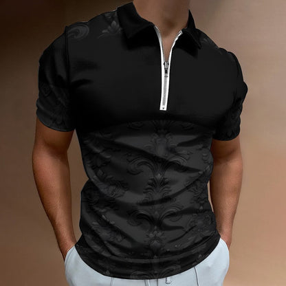 Men's Short Sleeve POLO Shirt with Zipper B470 (All-Over Printing)