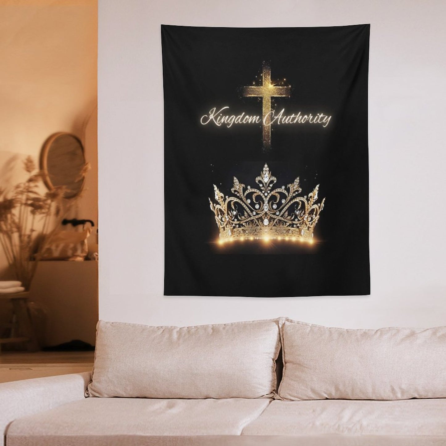 Wall Art with Vertical Tapestry