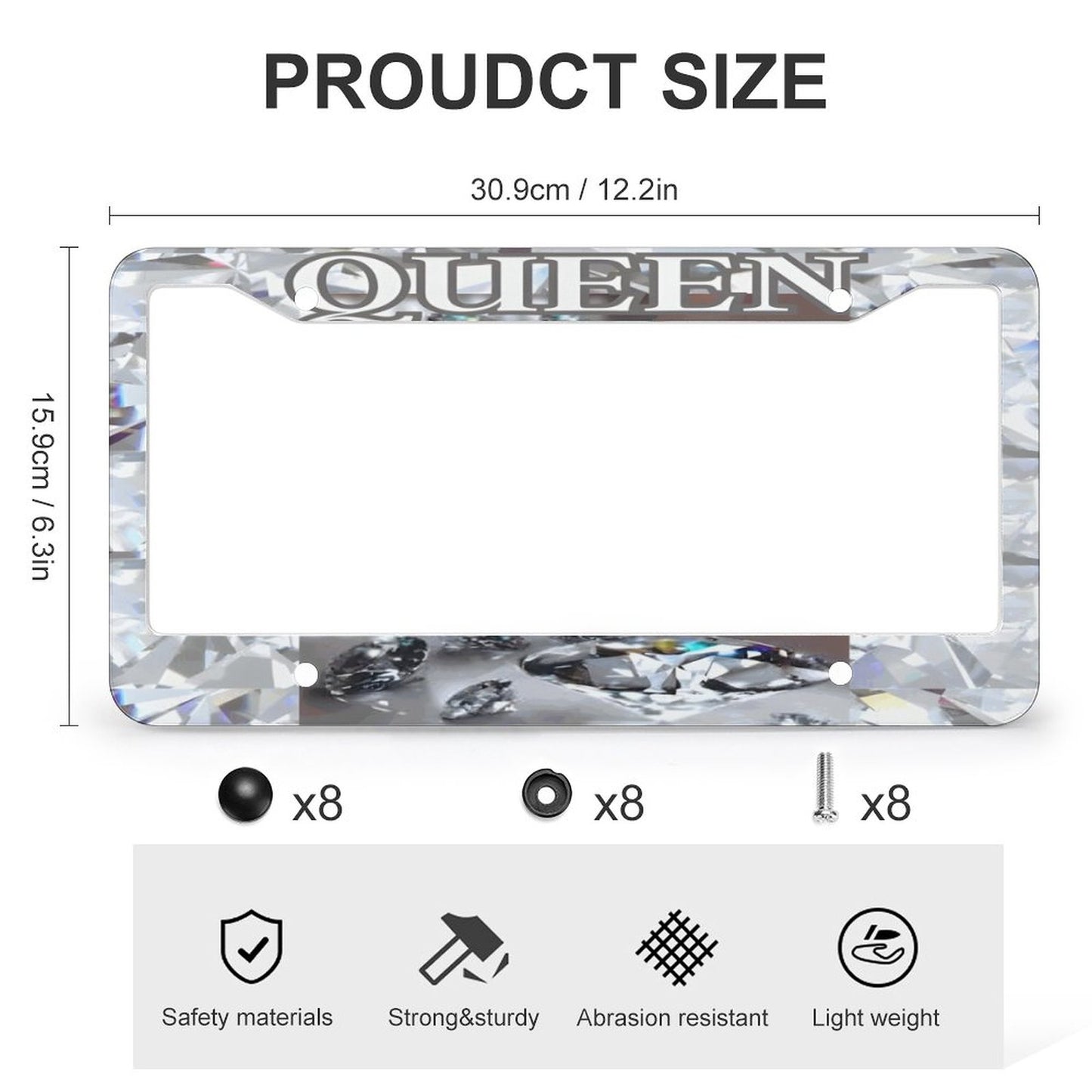 License Plate Frames with 4 Round Holes (1 Pair)