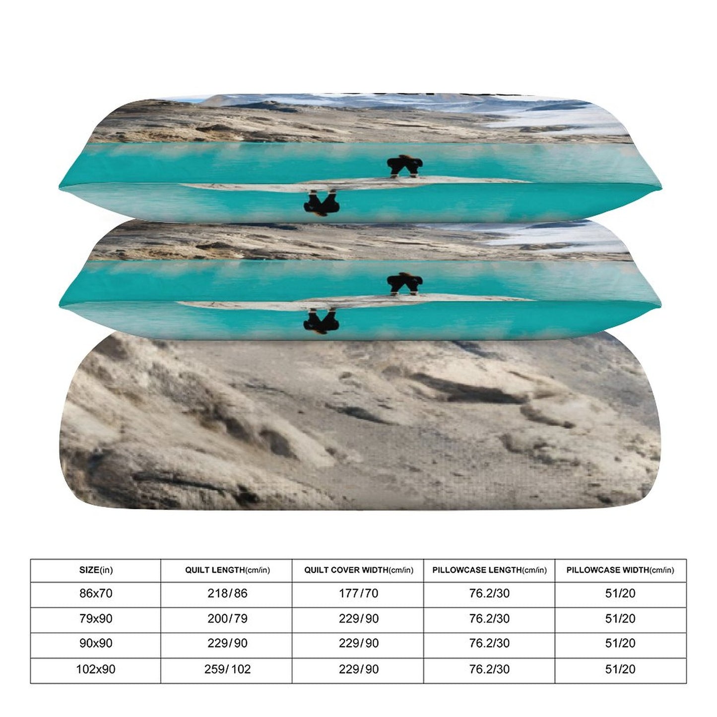 3-Piece Bedding Set-90"x90"/ 229x229cm (Dual-sided Printing)