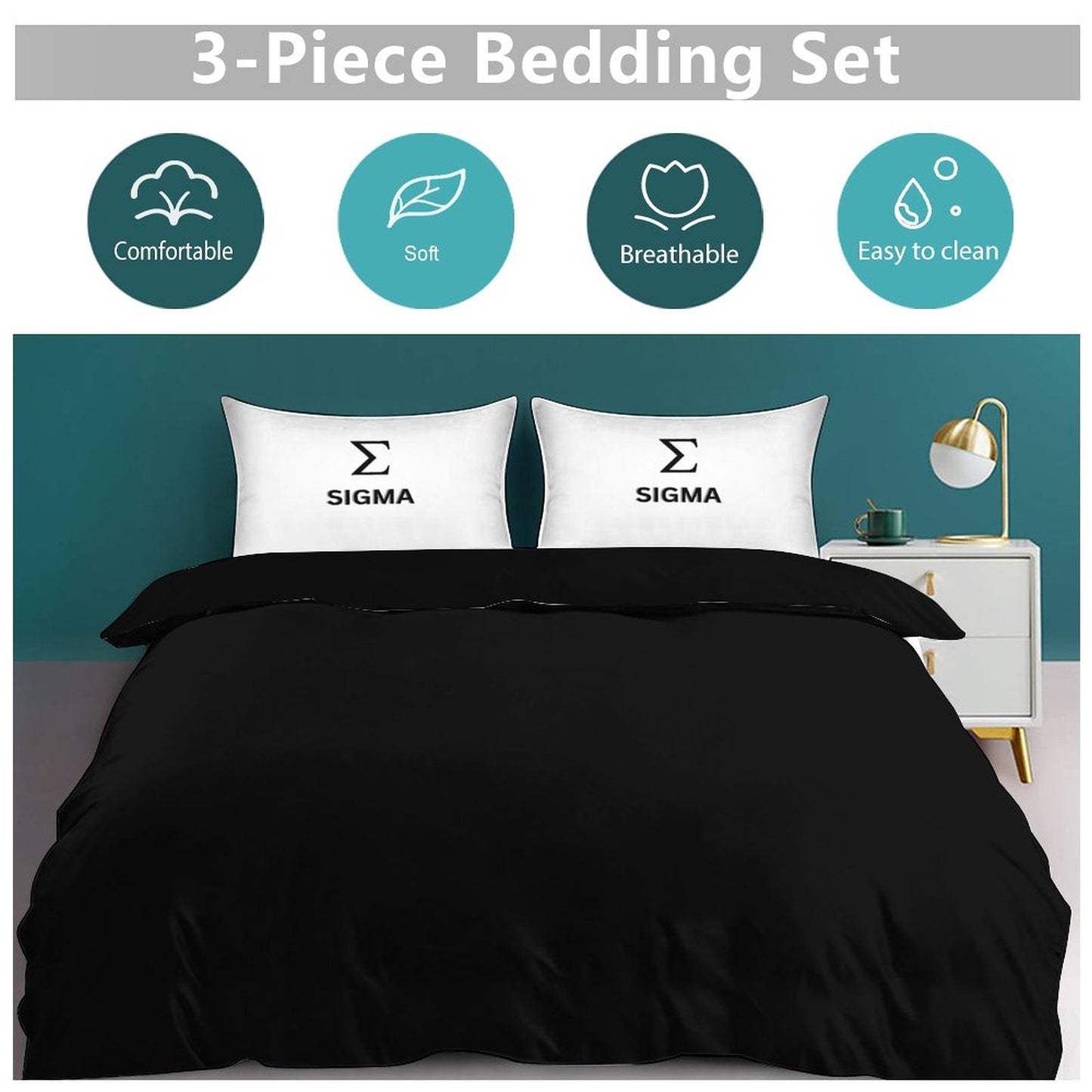 3-Piece Bedding Set-102"x90"/ 259x229cm (Dual-sided Printing)